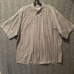 Jhane Barnes Shirt Mens XL Stripe Button Up Short Sleeve Camp Woven Japan Cotton